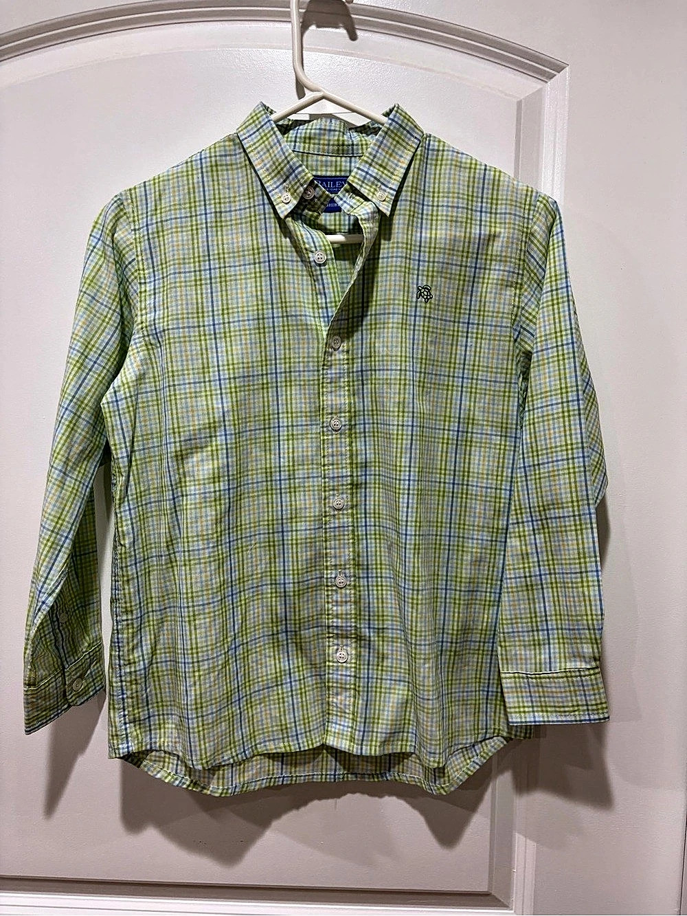 J.Bailey Roscoe Shirt Plaid Button Down Green & Blue Boys 10